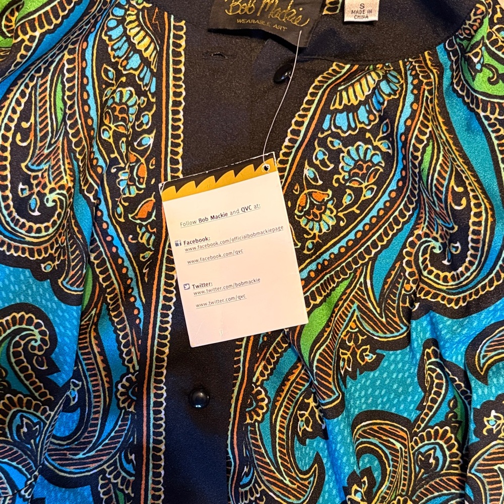 Colorful Bob Mackey Paisley Button-Up Blouse - Picture 4 of 7